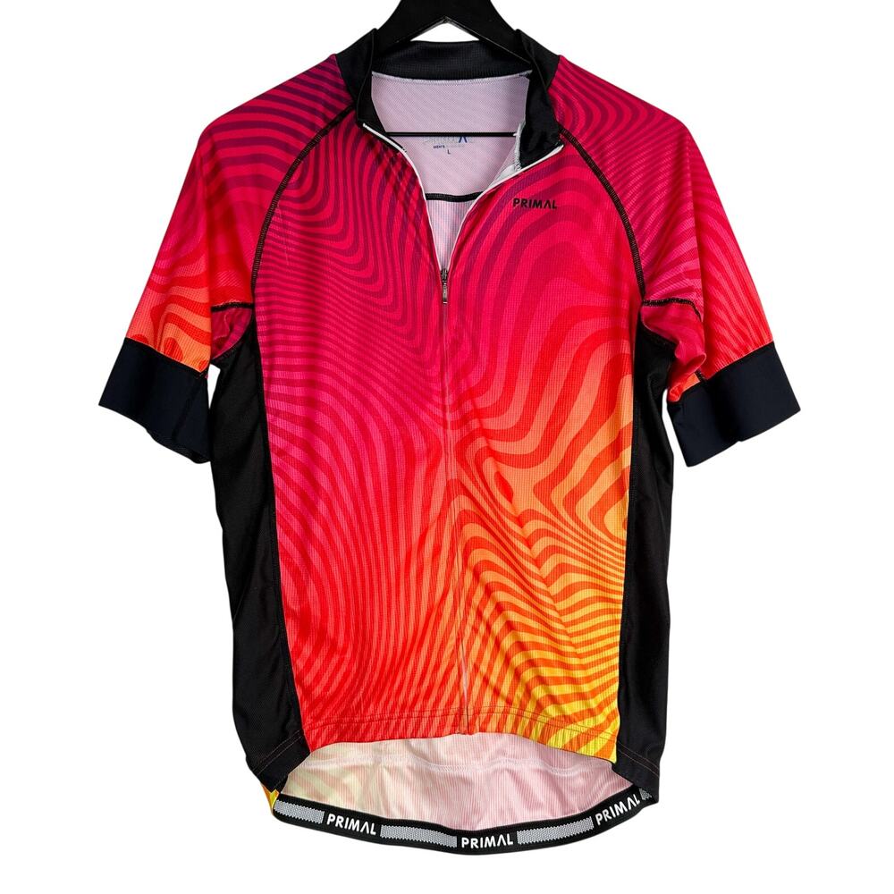 Primal Doppler Evo 2.0 Cycling Jersey Full Zip Pink Orange Yellow Mens - L